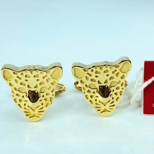 Vintage Carrera y Carrera 18K Yellow Gold Leopard Head Cufflinks JR1079